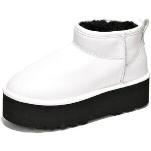 ✨Women's White Suede Leather Ankle Boots Fur Insole Boots  Anti-Slip Boots